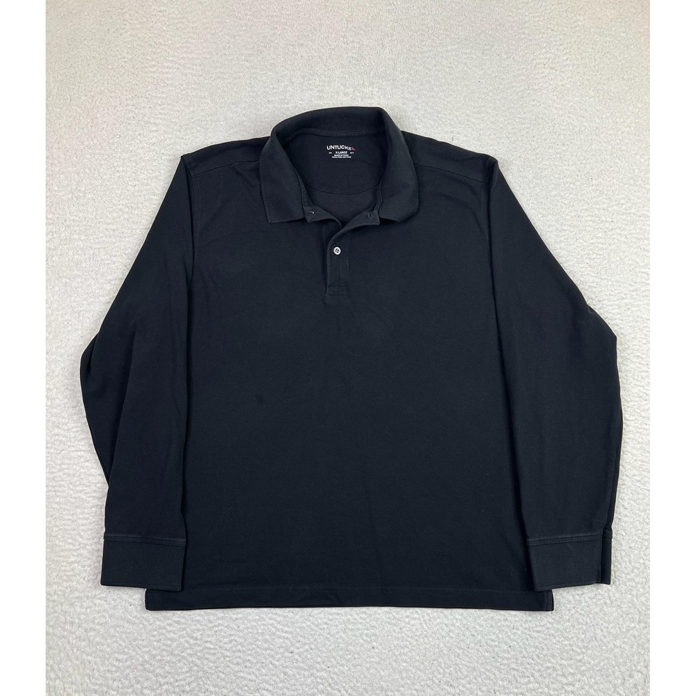 UNTUCKit Polo Shirt Mens XL Black Avignon Pima Cotton Long Sleeve Casual Knit